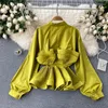 Frauen Blusen 2023 Frühling Frau Shirts einreiher Langarm Elastische Taille Frauen Vintage Bluse Mujer Blusas Tops Femme outwear