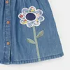 Flickans klänningar Little Maven 2023 Summer Denim Dress with Flower and Bees Lovely Cotton Causal Clothes for Kids Toddler 2 till 7 år 0131