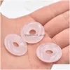 Breloques 25mm assortis de cristaux de pierre naturelle Gogo Donut Rose Quartz pendentifs perles pour la fabrication de bijoux chanceux en gros goutte de Dhgarden Dhuqj