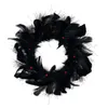 Decorative Flowers Flocked Wreath Halloween Black Crow Feather With Purple Lights Natural Hanging Light Sign