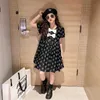 Girl's College style Girls dress Summer Student Children's Flowers Dresses for 4 5 6 7 8 9 Years Kids Print Black Fashion chiffon Dress 0131