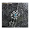 Pendant Necklaces Fashion Dream Catcher Leaves Necklace Antique Sier Color Alloy Long Chain For Women Girl Jewelry Gifts Drop Delive Otfnl
