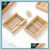 Andere barproducten Soap Dish Holder houten natuurlijke bamboe eenvoudige rekplaatlain rond vierkante kast drop levering home tuin keuken otwf9