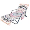 Stol täcker Boho Floral Cartoon Print Chaise Lounge Cover Microfiber strandhandduk med sidofickor för uteplats solstol