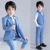 Abiti Ragazzi Formale Festa di nozze Tuxedo Suit Bambini Blazer Gilet Pantaloni Cravatta Pography Set Spettacoli per bambini Cerimonia Abito Costume 230131