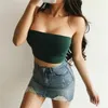 Damestanks 2023 Solid kleur strapless tanktops sexy vrouwen bustier tube crop top stretch bralette bralette bralette pullover corset zomer t -shirt