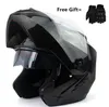 Motorhelmen Matte zwarte helm Volledig gezicht Touring Motorbike Modulaire flip Moto Casco met binnenste gerookte lens