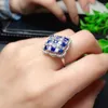 Pierścienie klastra KJjeaxcmy Fine Jewelry 925 Srebrny Srebrny Inkrustowany Naturalny Sapphire Pierścień Pierścień Test wspornika