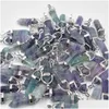 Charms Wholesale Fashion Good Quality Natural Fluorite Stone Pillar Point Chakra Pendants For Jewelry Making Drop Delivery F Dhgarden Dht8N