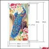 M￥lningar DIY Peacock Diamond M￥lning 5D Animal Home Decoration Brodery Cross Stitch Gift till Friends DH0339 Drop Delivery Garde DH8L6