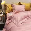 Bedding Sets Luxury 100S Egyptian Cotton Pink Yellow Green Set Duvet Cover Bed Linen Fitted Sheet Pillowcases