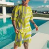 Roupas de corrida para homens impressão masculina havaiana retro assassinato curto de verão casual moda-hop praia de duas peças treme 2023 homem