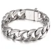 Link Armbänder 15mm Hiphop männer Armband Silber Farbe 316L Edelstahl Runde Bordstein Kubanische Kette Männlich Schmuck Geschenk für Männer