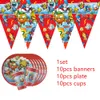 Einweggeschirr Superzings Themenpartyzubehör Geschirrset Pappteller Tasse Stroh Latex Ballon Spielzeug 230131