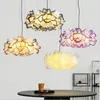 펜던트 램프 낭만적 인 꽃 디자인 화려한 LED 샹들리에 거실 침실 매달린 램프 식당 조명 코드 홈 장식