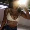 Women's Tanks Camis FestivalQueen Sexy Diamonds Mesh Cropped Tank Top Women Summer Cover Up Bikini See Through Rhinestone Net Party Club Crop Top Y2302