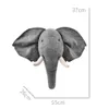 Decorazione da parete 3D Simpatico elefante Testa di animale Montaggio a parete Decorazione Hang Murale Peluche Nordic Home Room Nursery Kindergarten Artwork Decor 230131