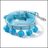 Cat Collars Leads New Cute Solid Color Bell Collar Jewelry Teddy Pet Leash Set Drop Delivery Home Garden Supplies Dhoas