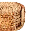 Table Mats Cup Rattan Coasters Tightly Woven For Living Room