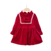 Girl's Cute infant Dress For Baby Girls Clothes Ruffle Lace Velvet Bows princess Dresses Party Kids 1-6 Year Fall Spring Child Clothing 0131