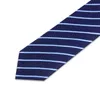 Bow Binds hohe Qualität 2023 Designer Brands Modegeschäft 7cm Slim für Männer gestreift dunkelblau Krawattenarbeit mit Geschenkbox