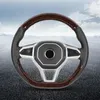 Steering Wheel Covers Car Cover Universal 37/38 CM Non-Slip Breathable Grip Leather Stitching Peach Wood Sports Hand-Stitched