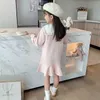 Girl's Fresh style kids' wear Baby Girls Clothes Cotton Sailor collar Straight Dresses Primary school girls Casual Dress Autumn