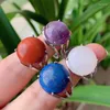 Bröllopsringar Natural Stone Crystal Ring for Women Open Reiki Healing Lapis Tiger Eye Pink Purple Quartz Finger Party Jewelry