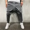 Herenbroek Fashion Men Harem Solid Color Drawtring Asymmetrische dubbele laag Lang lopende jogger baggy voor kleding 230131