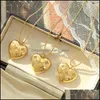 Pendant Necklaces Gold Heart Necklace Diamonds Shape Charms Sweater Chains 1816 T2 Drop Delivery Jewelry Pendants Dhh5T