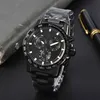 2023 Men's Luxury Quartz Watch Leisure Fashion Business Black Warrior multi-Function Calendar Luminous Waterproof Steel Band Watches