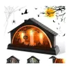 Décoration de fête Halloween Simation Rétro Glowing House LED Lumières Atmosphère Disposition Props Glow Fournitures Jardin Décor Bougie Lumière D Dhxro