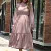 Abiti casual Moda Temperamento da donna Rosa Manica lunga Abito a pois Estate Vintage Taglie forti Per le donne In autunno Befree Tunica