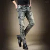 Men's Jeans Men's Male American Retro Washed Overalls Autumn Winter Scratched Edging Slim-fit Denim Pants Small Feet