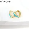 Hoop Earrings Punk Enamel Heart For Women Girls Mini Gold Cute Earring 2023 Brincos Female Fashion Jewelry & Huggie