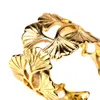 Anéis de casamento Design Copper Metal Ginkgo Leaf AJustable Ring para mulheres senhoras abrem jóias de presentes para festas de garotas amplo anilos