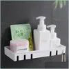 Bathroom Storage Organization Wallmounted Organizer Shelf Household Items Accessories Kitchen Plastic Rack Space Naill Drop Delive Dhkqv