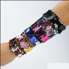 Other Festive Party Supplies Wholesale Children Mermaid Sequin Bracelet Twotone Fish Scale Sequins Unisex 20 Colors Wristband Dh08 Dhmqm