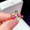 KJJEAXCMY Fine Jewelry 925 Sterling Silver Incrusté Tourmaline Naturelle Femmes Belle Noble Vintage Flower Open Gem Ring Support