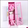 Couronnes de fleurs décoratives Saint Valentin Savon Rose Coffret cadeau 5 pièces Add1 Ours Présent Ensemble Anniversaire de mariage Noël Couple Drop Dhxqk