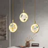 Hanger lampen emaille Chinese stijl koperen glazen led kroonluchter restaurantbar eenvoudige gangpad el slaapkamer bedlichten