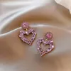 Boucles d'oreilles créoles surdimensionnées en forme de cœur violet pour femmes, bijoux bohème en Zircon rond doré, cadeau de mariage, mode coréenne, 2023