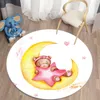 Teppiche Wangart Cartoon Bär Druck Kinder Teppich Kawaii Bereich Teppiche Runde Wohnzimmer Boden Matte Flanell Anti-Slip