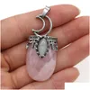 Charms Natural Stone 7 Chakra Retro Moon Shape Pingente Rose Quartz Healing Reiki Crystal Finding for Diy Colares Jewelry 2 Dhgarden Dhu0n