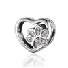 Aloy Bamoer Cat Love Heartshape Charm 925 Sterling Sier Paw Footprints Heart Charmos para brazalete de brazalete Joyer￭a Fina 1768 V2 Drop de Dhhta