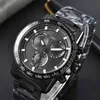 2023 Men's Luxury Quartz Watch Leisure Fashion Business Black Warrior multi-Function Calendar Luminous Waterproof Steel Band Watches