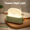 Luces nocturnas con carga USB para tostadora de pan, atenuación de luz LED adecuada para niños, temporizador para dormir, lámparas divertidas de dibujos animados, bonito regalo para niños