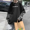 Męskie koszulki moda męska koszula Patchwork Streetwear Hip Hop Graphic Anime Shirt Harajuku Casual Męskie Ubranie Czarne koszulki dla mężczyzn Spring Y2302