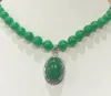 Pendentif Colliers 8mm Naturel Vert Jade Ronde Perles De Pierres Précieuses Collier Ovale 18''