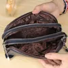 Brieftaschen MJ Frauen Lange Brieftasche Echtes Leder 3-schicht Reißverschluss Geldbörse Tasche Große Kapazität Wristlet Clutch Telefon Geld Geldbörsen Y2301